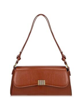 Vintage Small Brown Shoulder Bag for Women Zipper Closure and Classic Design
